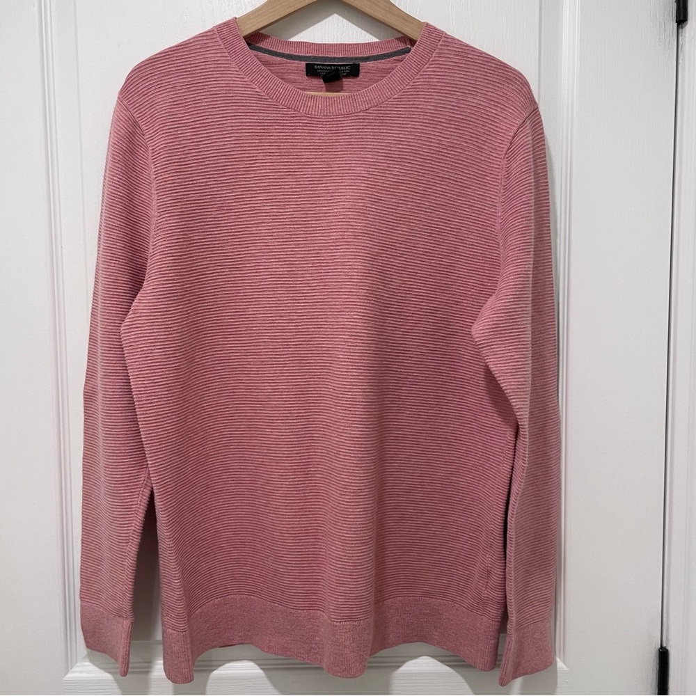 BANANA REPUBLIC Organic Slub Cotton Crewneck Sweater Size Large Lightweight Knit